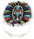 Needlepoint Multicolor Genuine Sterling Silver Ring Size 6-1/4 YX35140